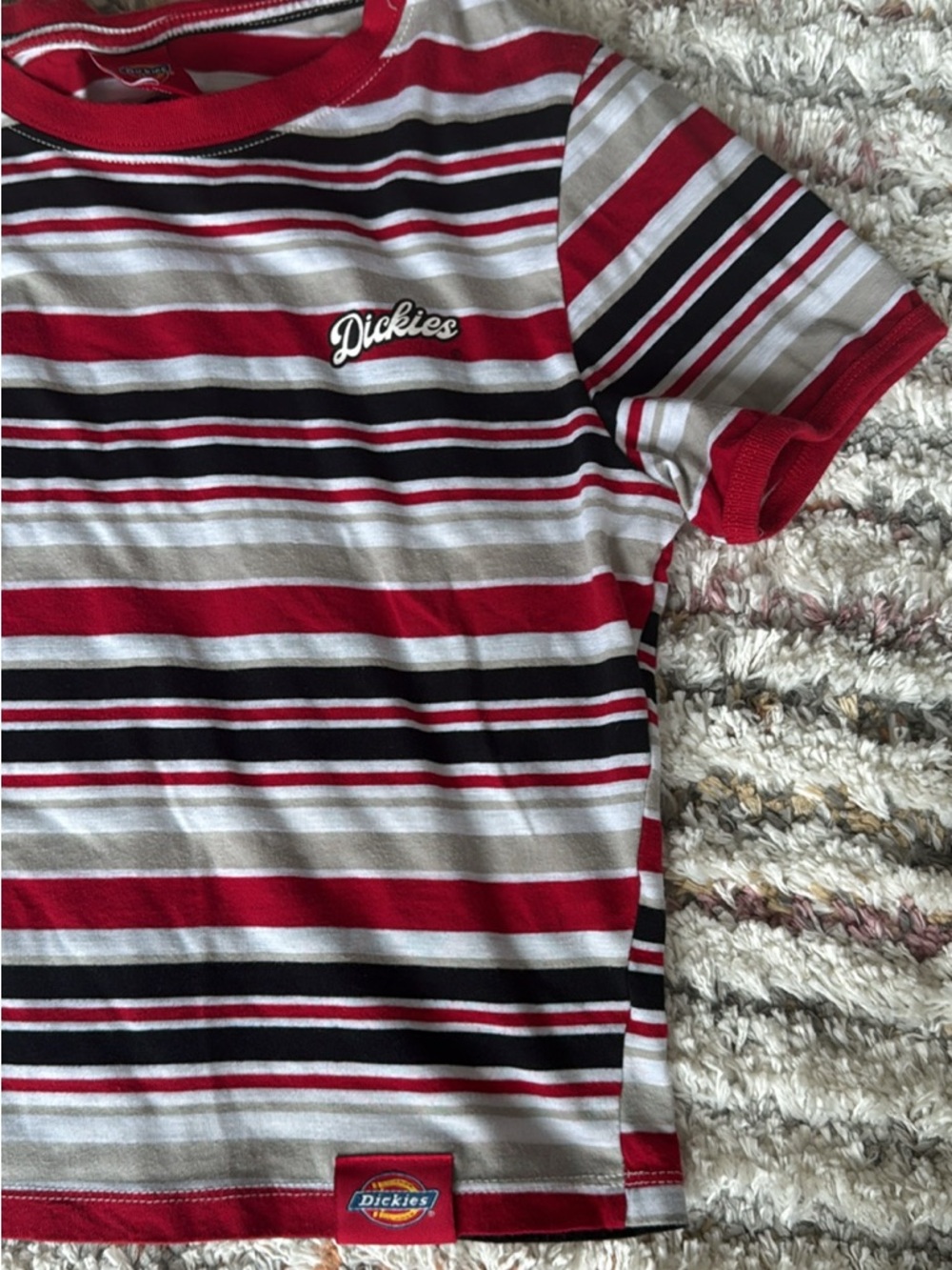 Vintage Dickies Red Black White Striped Short Sleeve Tee